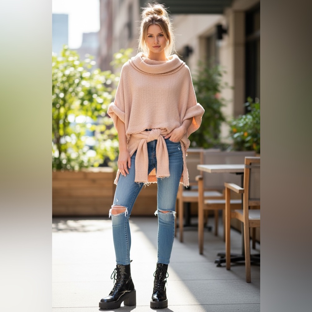 WE THE FREE XS Women's 💯 % Cotton Sweater in Soft Pink